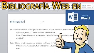 Como hacer bibliografía en Word de páginas Web [upl. by Lathan243]