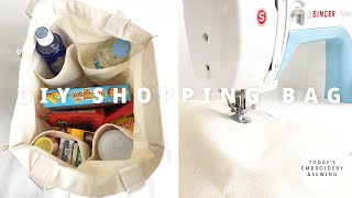 How to make reusable shopping bags with compartmentsshopping bag pattern flat bottom free  DIY [upl. by Lesley]