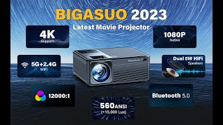 BIGASUO 1080P Projector 5G WiFi Bluetooth [upl. by Attenyt]