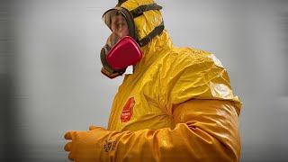 In my Tychem suit with a 3M full face respirator and chemical resistant gloves [upl. by Farlie]