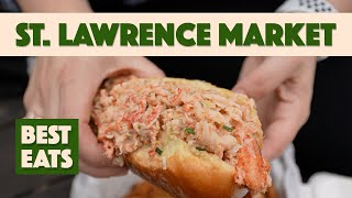 Essential Eats at St Lawrence Market Peameal Bacon Sandwich Butter Tart Lobster Roll amp More [upl. by Annawad]