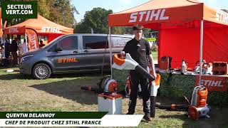 STIHL FRANCE  NOUVEAUX SOUFFLEURS A BATTERIE BGA 160BGA 250 AVEC QUENTIN DELANNOY A SALONVERT 2024 [upl. by Ailido]