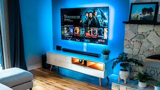 Modern Living Room Setup Tech Transformation 2024 [upl. by Nilloc]