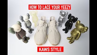 วิธีผูกเชือก YEEZY 350 สไตล์ KAWS  TUTORIAL YEEZY 350 KAWS LACING STYLE [upl. by Cirderf]