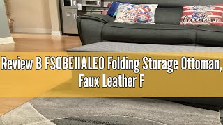 Review B FSOBEIIALEO Folding Storage Ottoman Faux Leather Footrest Seat Long Bench Toy Box Chest [upl. by Ahsenahs]