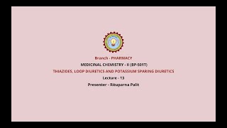 Medicinal Chemistry II  Thiazides Loop Diuretics and Potassium Sparing Diuretics [upl. by Siram155]