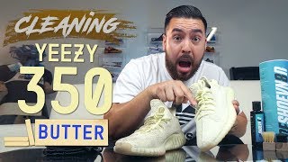 How to Clean Stained Yeezy 350 V2 quotButterquot [upl. by Emiaj335]