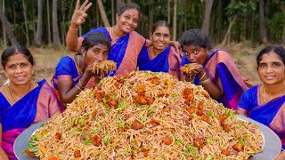 MUSHROOM NOODLES  Yummy Hakka Noodles  Chinese Food Recipe Cooking and Eating in Village [upl. by Nylrehc]