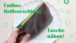 Tasche nähen mit Endlosreißverschluss  Kleine Ledertasche [upl. by Ebenezer]