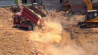 Landfilling Process Bulldozers Working In New Project Mission With Trucks and Excavators [upl. by Mcripley]