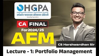 CA FINAL AFM  LEC 1  PORTFOLIO MANAGEMENT  HARSHWARDHAN GAIKWAD  HGPA CLASSES [upl. by Claudia]