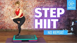 HIIT WORKOUT WITH A STEP 🔥 No repeat High Intensity Interval Training [upl. by Bevash]