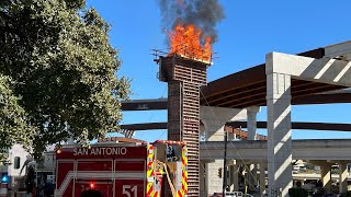 Bridge column catches fire at Loop 1604 I10 construction site on Northwest Side [upl. by Kiran699]