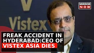 Hyderabad  Freak Stage Accident Kills Vistex Asia Ceo During Companys Silver Jubilee Celebrations [upl. by Rida]