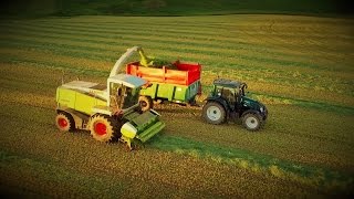 Drone Ensilage de méteil 2017 – Claas Jaguar 830 – Valtra n103 – Valtra n123 [upl. by Claiborne]