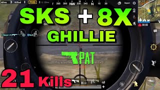 SKS  8x scope 😍 21 solo kills l  Noob Gameplay 😂 [upl. by Ennailuj]