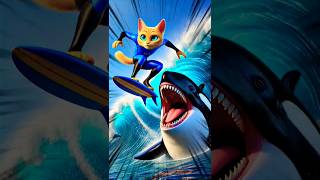 Restore peace to the ocean with dynamic surfing cat catstory catlover meow ai catmusic [upl. by Heimlich]