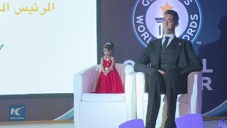 World’s tallest man meets shortest woman in Cairo [upl. by Ttam]