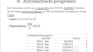 9 Buchführung leicht gelernt Aritmetisch progressive Abschreibung [upl. by Janie]