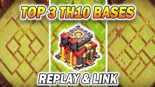 Top 3 Best Bases for TH10 in 2024  Unbeaten FarmingPushingWar Bases Clash of Clans [upl. by Channing937]