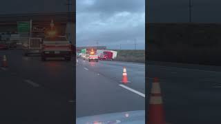 Semitruck Jack knives off Highway 99 in Turlock [upl. by Aramo]