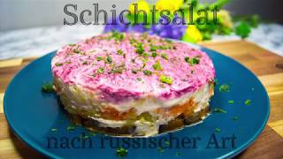 Veganer Schichtsalat nach russischer Art  Vecobook [upl. by Ahswat427]