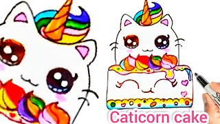 How to Draw a Caticorn Cake Easy [upl. by Anolla]