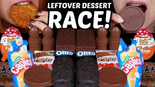 ASMR LEFTOVER DESSERT RACE MILKA CHOCO WAFERS OREO ICE CREAM BARS KINDER JOY EGGS BIG YAKGWA 먹방 [upl. by Arbua341]