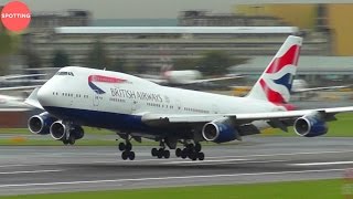 Amazing Plane Spotting at London Heathrow  45 mins w Stunning HD Heavies [upl. by Latsyrk]