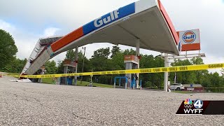 Gas station canopy collapses in Travelers Rest South Carolina [upl. by Ostler38]