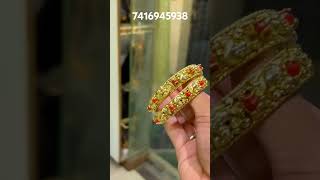 Nakshi bangles coral pagadam ruby combo 1gramgold cz wholesale diyacollections 7416945938 [upl. by Buffy]