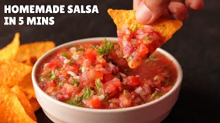 5Minute HOMEMADE MEXICAN SALSA Without Food Processor  मेक्सिकन सालसा सिर्फ ५ मिनट में [upl. by Aralc]