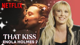 Millie Bobby Brown on Her Kissing Scene with Louis Partridge  Enola Holmes 2  Netflix [upl. by Nauqaj151]