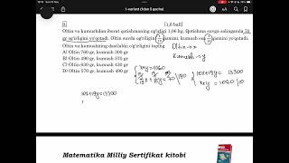 Matematika Milliy Sertifikat kitobi 1variant 3misol yechimi [upl. by Nelleeus430]