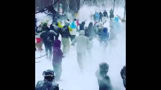 VIDEO Massive Snowball Fight in New Hampshire [upl. by Gnohp]