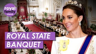 Royal Family Host Sumptuous State Banquet for South Korean President [upl. by Arrio]