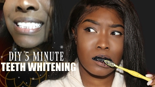 5 MINUTE TEETH WHITENING  DIY CHARCOAL TOOTHPASTE [upl. by Flatto]