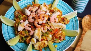 Spanische Reispfanne  Paella mixta  saftig gesund und lecker  Paella recipe [upl. by Madigan]