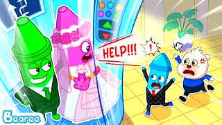 Bearee Tales 🐾 Thief Escapes by Elevators  Bearee Saves Bride Crayon  Crayons Cartoon for Kids [upl. by Thier]