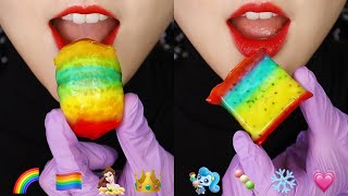 FROZEN ROLL UPS amp FRUITS ASMR JELLY ASMR EMOJI FOOD ASMR 🏳️‍🌈 [upl. by Anilasor]