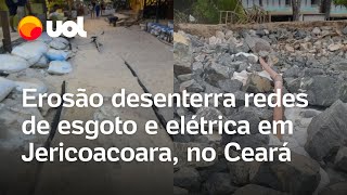 Erosão em Jericoacoara faz surgir redes elétrica e de esgoto [upl. by Kilroy]