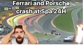 Ferrari crash at Spa 24h 2024 [upl. by Alliuqal709]