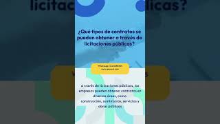 ¿Qué tipos de contratos se pueden obtener a través de licitaciones públicas [upl. by Etezzil]