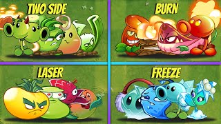 4 Team TWO  SIDE BURN  LASER  FREEZE Battlez  Who Will Win  PvZ 2 Team Plants vs Team Plants [upl. by Ulric947]