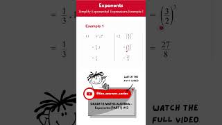 GR 12 ALGEBRA – Simplify Exponential Expressions Example 1SHORT [upl. by Jourdain]