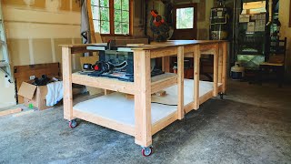 Making the ultimate mobile table and miter saw workbench w subtitles [upl. by Latnahc]