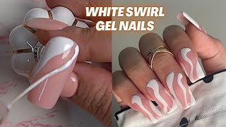 Swirl Nail Art Tutorial  White Swirl Gel Nails [upl. by Naujyt505]