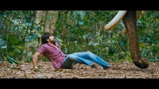 Elephant Attacks On Yash in Forest Scene  Gajakesari Kannada Movie [upl. by Ennaegroeg]