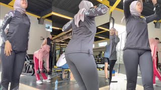 Hijab Style Try On Satu Set Baju Olah Raga Wanita Legging Gym Senam Aerobic [upl. by Wawro]