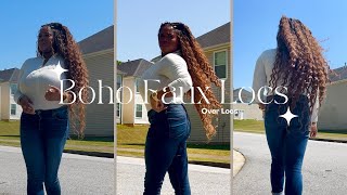 Boho Faux Locs  NO TENSION NO CROCHET Over Locs  Easy StepByStep [upl. by Oicam]